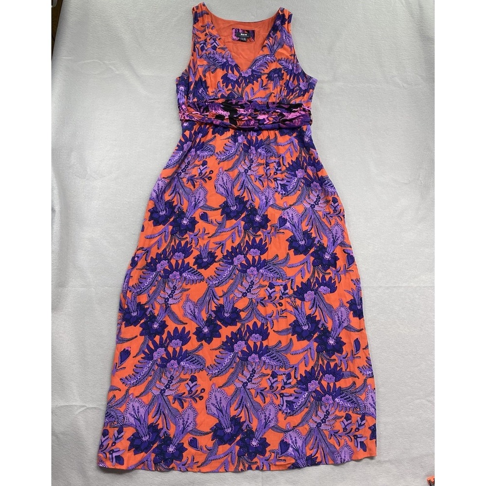 Maeve Anthropologie Dress Womens 14 Red Maci Maxi Floral Sleeveless Summer Lined